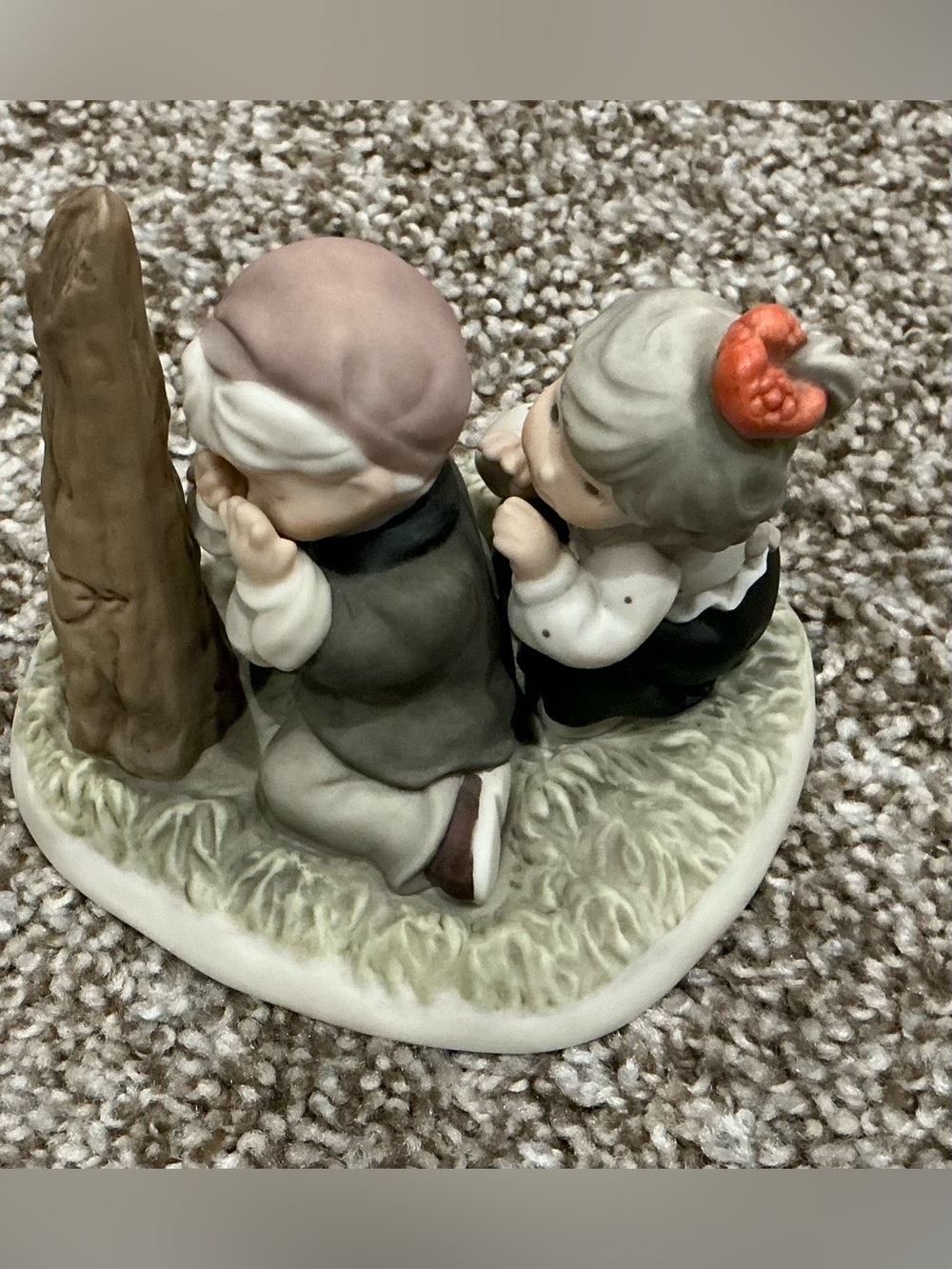 Porcelain Praying Children Figurine in Soft Neutrals